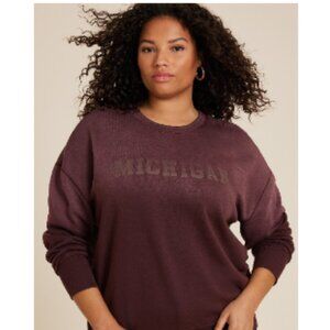 2X Plus Size State Dip Dye Crew Neck Sweatshirt Michigan